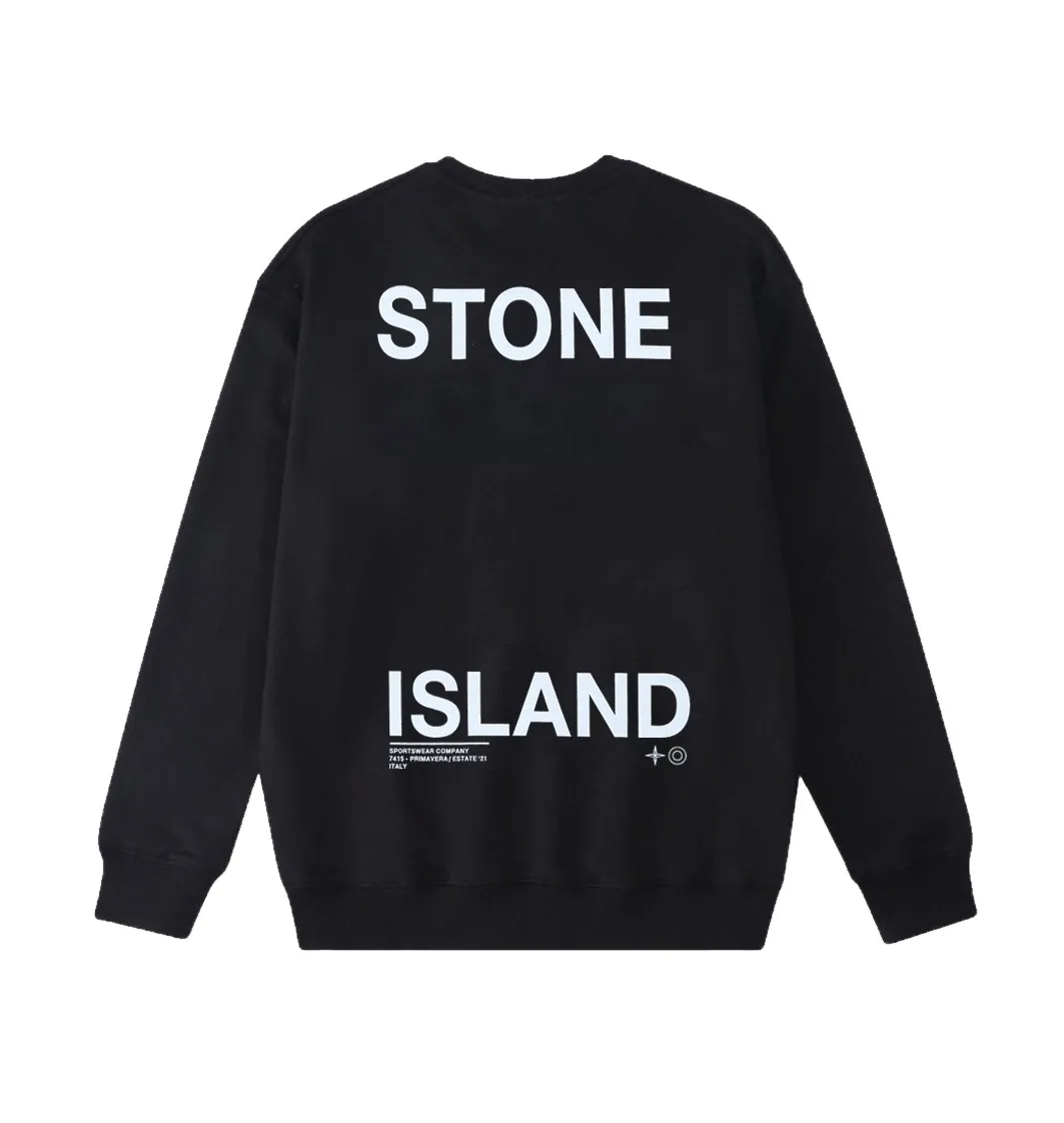 W803#P160💰 Stone Island Rusty Compass logo printed round neck long-sleeved sweatshirt! Versatile base round neck sweatshirt for couples! Simple armband design, customized 1*1 thread (fine texture), 380g double-strand large terry fabric, very good quality, foreign trade craftsmanship, respect the original version! The threads at the cuffs and hem are all original bartacks! The time-consuming and material consumption distinguishes the ordinary version on the market! Tops worn by celebrities from all walks of life on INS, can be matched with couple styles!  Color: Black White Size: M-XXL
